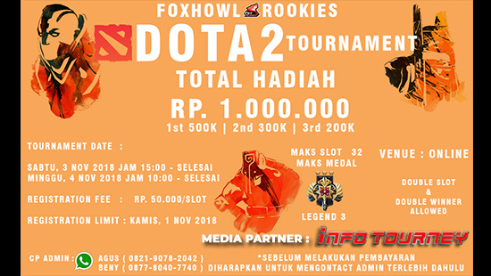 turnamen dota2 fox howl rookies agustus 2018 logo