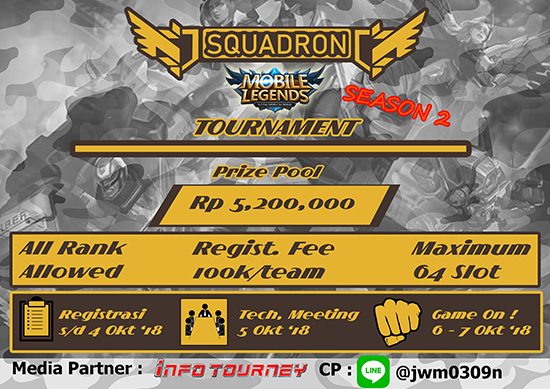 turnamen mobile legends squadron tournament season 2 oktober 2018 poster