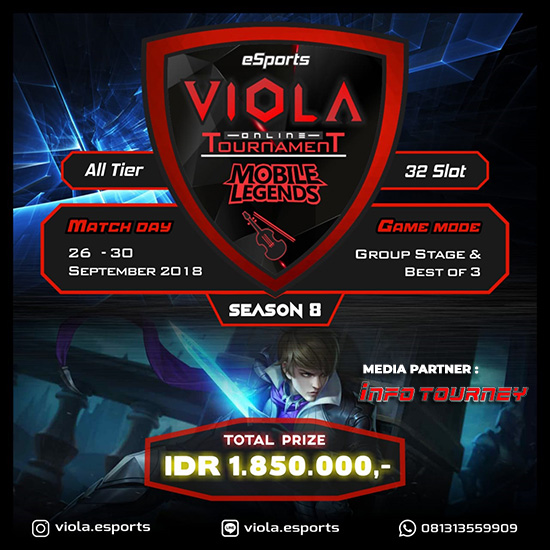 turnamen mobile legends viola esports season 8 september 2018 poster