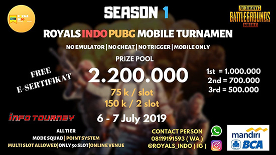 turnamen pubgm pubgmobile juli 2019 royals indo group season 1 logo