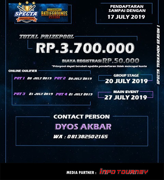 turnamen pubgm pubgmobile juli 2019 specta turnamen season 1 poster