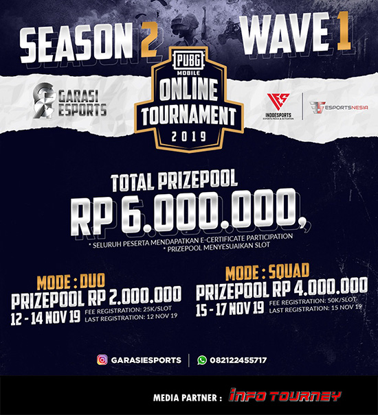 turnamen pubgm pubgmobile november 2019 garasi esports season 2 wave 1 poster