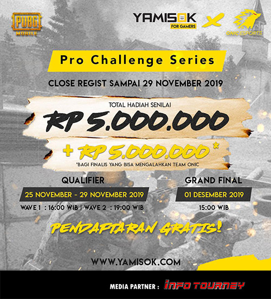 turnamen pubgm pubgmobile november 2019 pro challenge series x onic esports poster