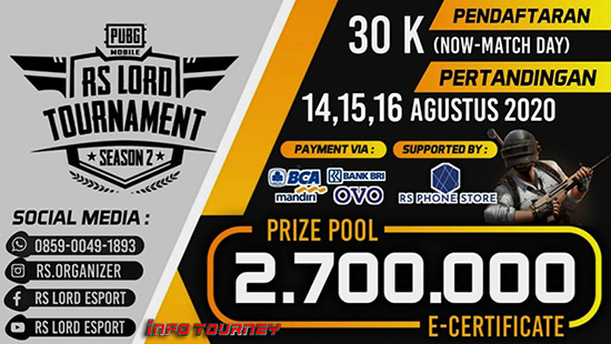 turnamen pubgm pubgmobile agustus 2020 rs lord esports season 2 logo