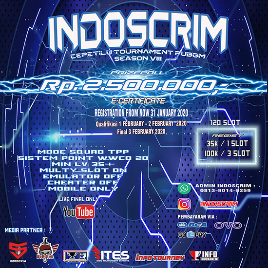 turnamen pubgm pubgmobile februari 2020 indoscrim season 8 poster