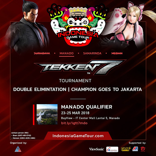 turnamen tekken 7 indonesia game tour manado qualifier maret 2018 poster
