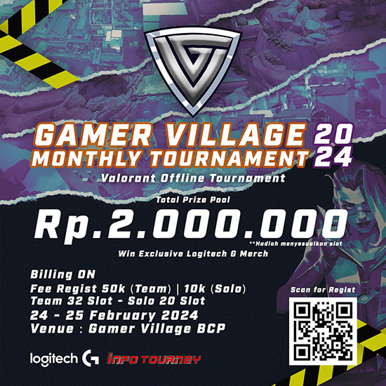 turnamen valorant februari 2024 gamer village monthly 2024 poster